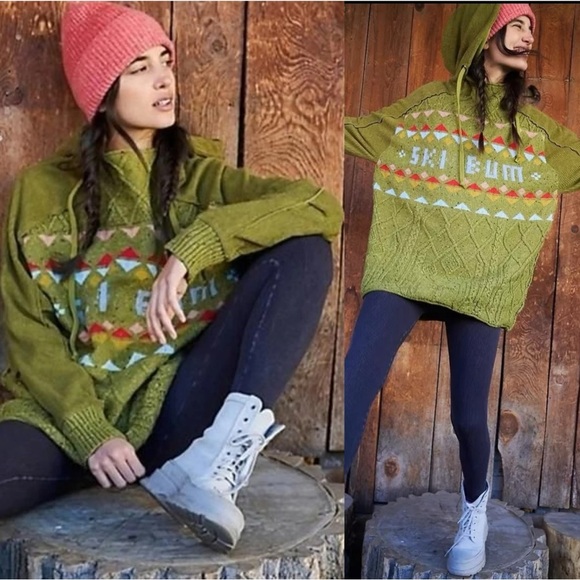 Free People FP Movement Powder Snow Bunny Ski Bum Sweater Hoodie Small GorpCore - Picture 3 of 17